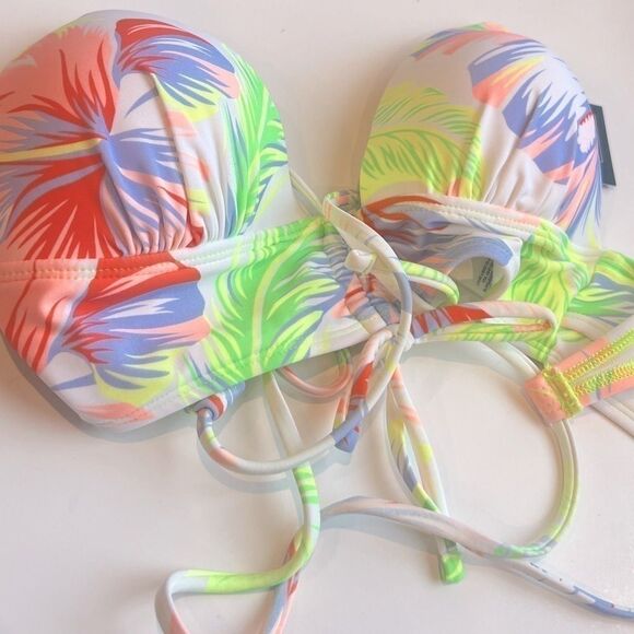 Salt + Cove Juniors' Hibiscus Garden Molded Push-up long line Bikini Top Swim S - Picture 10 of 13